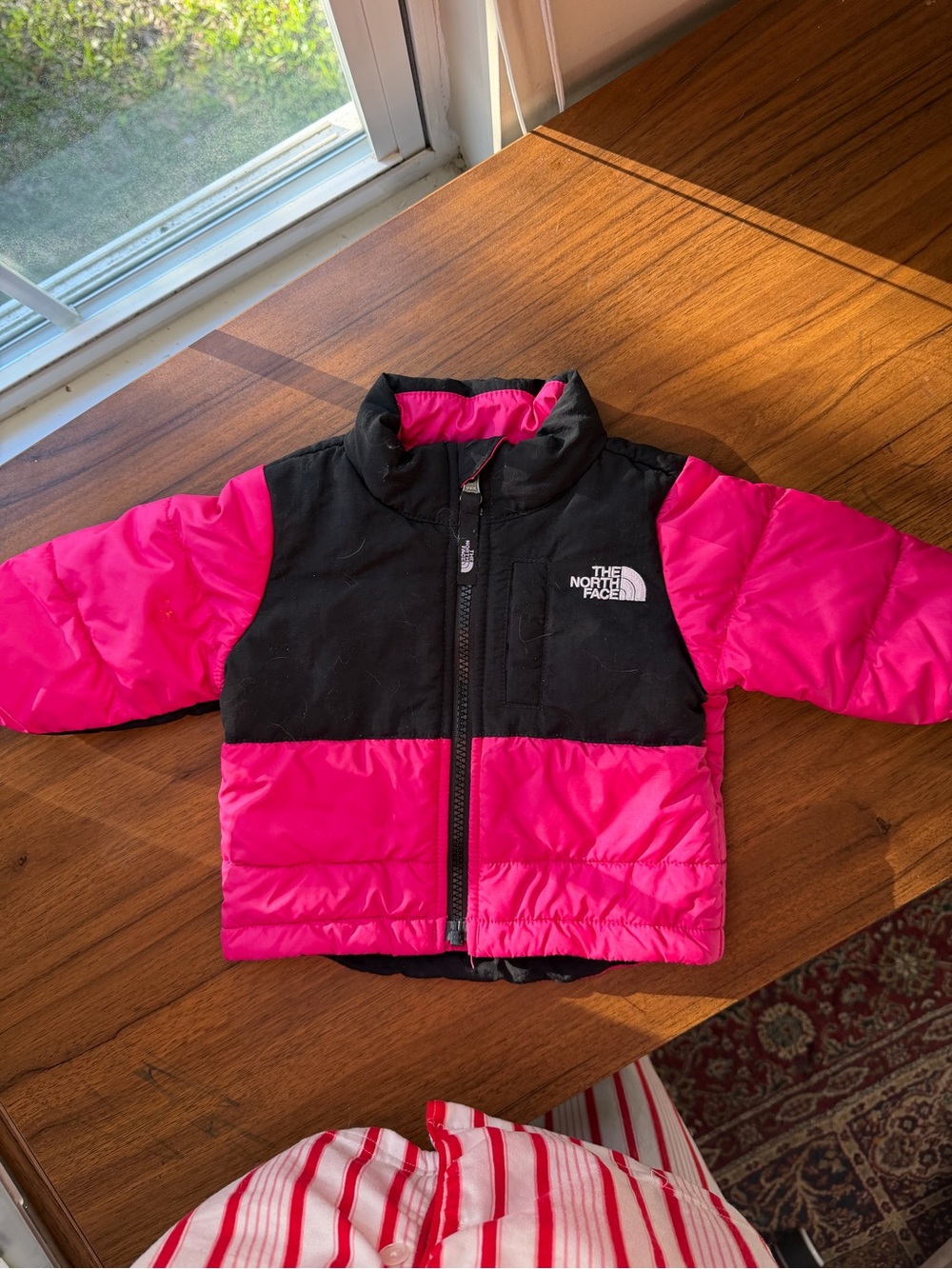 The North Face Black & Hot Pink Toddler Puffer Jacket